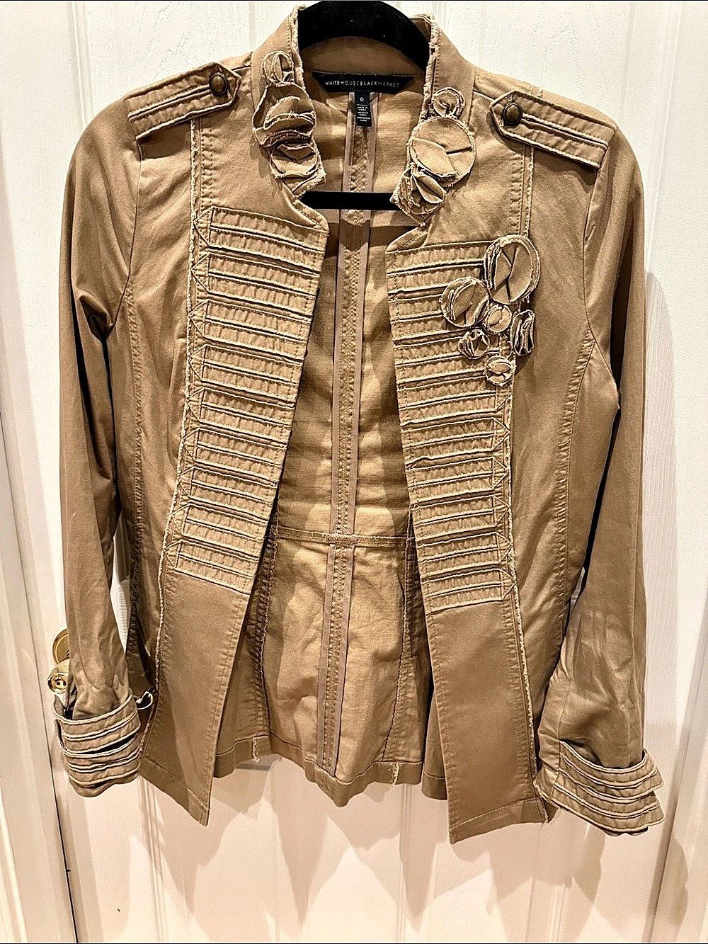 White House Black Market Embellished Utility Jacket in Brown Size 0 - Good Condi